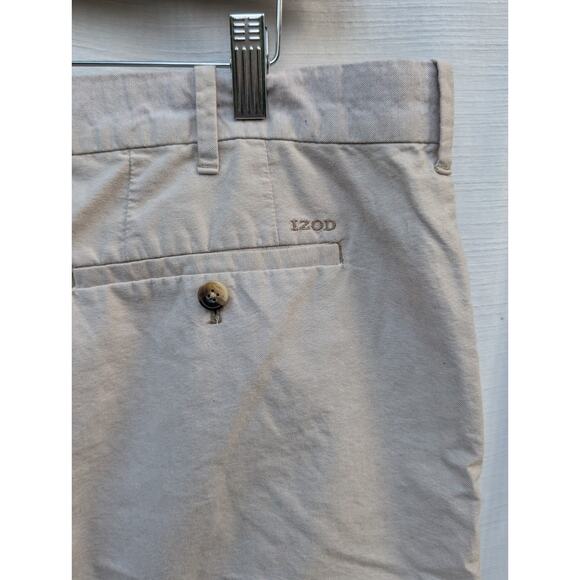 Izod Mens Chambray Shorts Sz 40W Cream Classic Preppy Golf Tennis classic - Picture 4 of 8